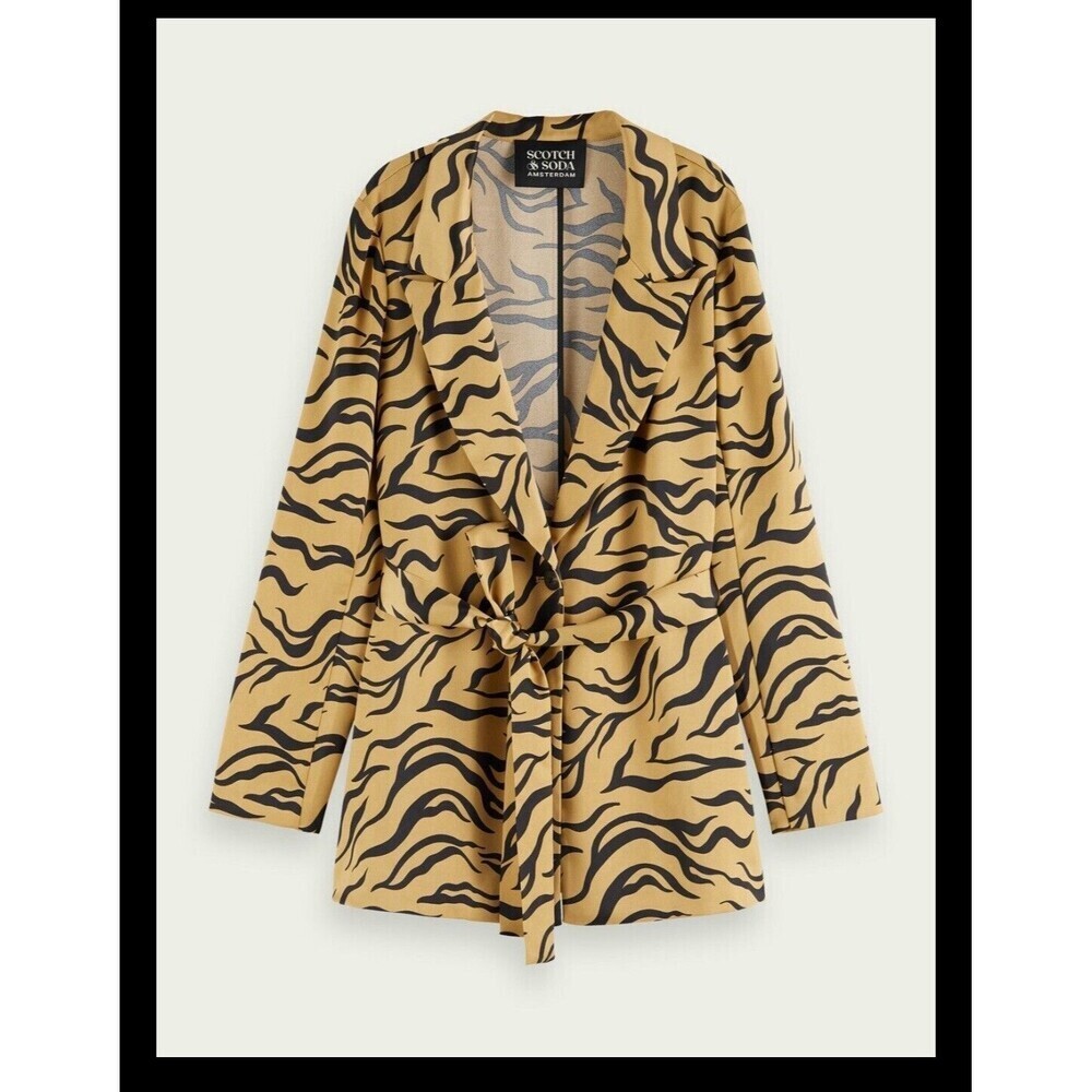 Scotch & Soda Wrap Printed Satin Blazer Missing Belt Size Large